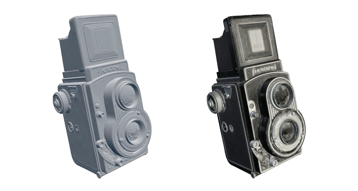 Reconstructed mesh of an old-school camera