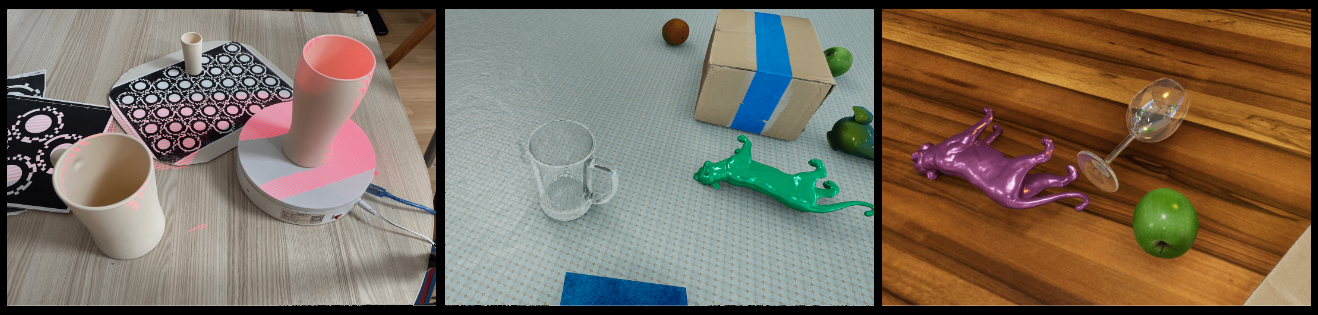 Rendered synthetic scenes of transparent glass objects